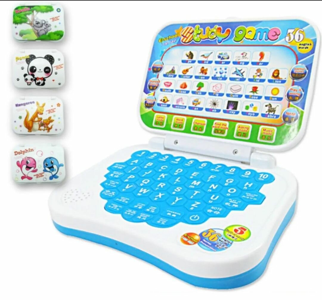 Cute kids learning laptop
