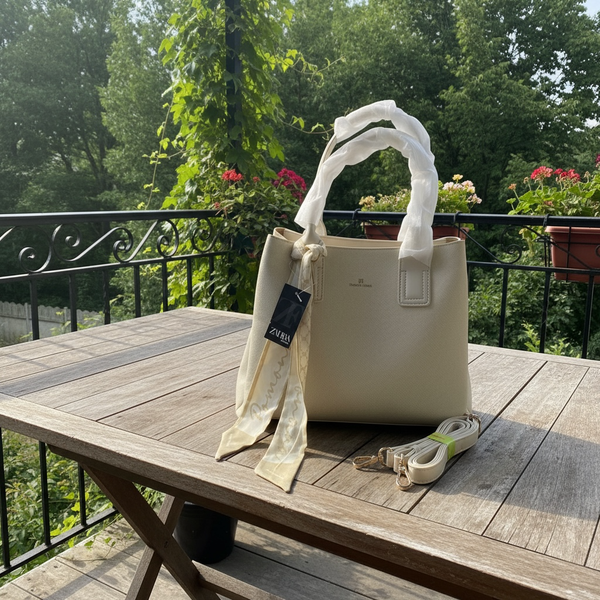 Sac à main en cuir beige Maroquinerie