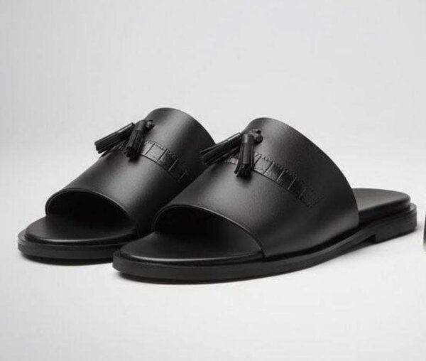 Sandales en cuir noir pour homme
