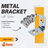 Pack of 10 L Shape Metal Corner Brace Angle Bracket with 1/2" Screw