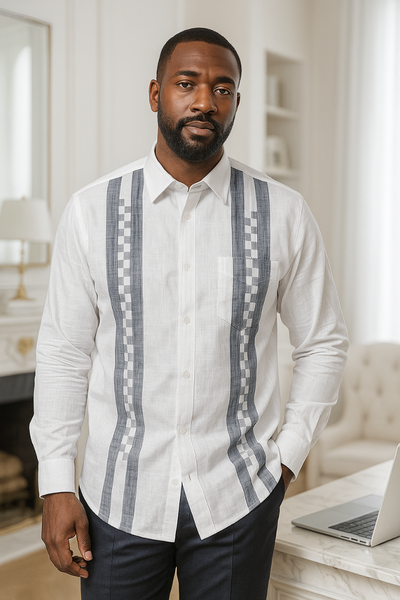 Chemise en lin brodée homme