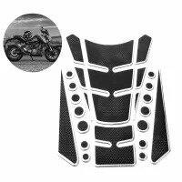 3D Dotted Black with Silver Outline Motorcycle Gas Fuel Oil Tank Pad Sticker Protector Cover Fish Bone Decals Black Pro Gripper