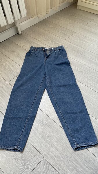 Джинсы бабаны широкие высокая посадка