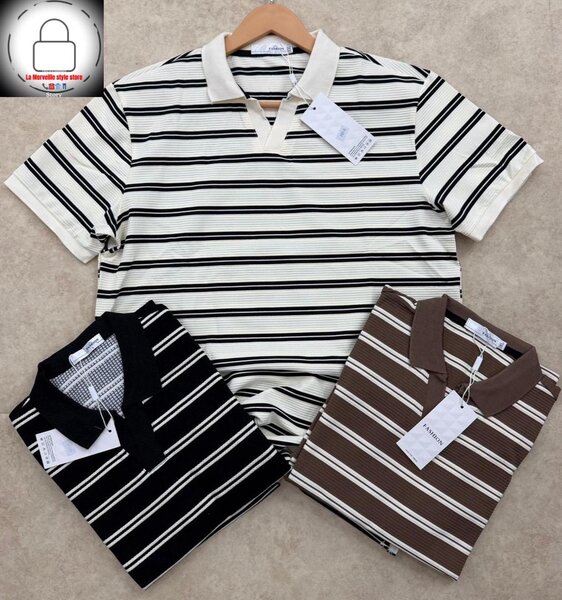 Polo rayé en coton