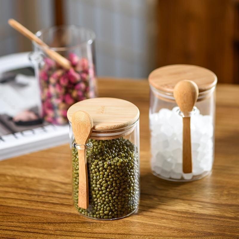 3 PIECE BOROSILICATE JAR WITH WOODEN SPOON