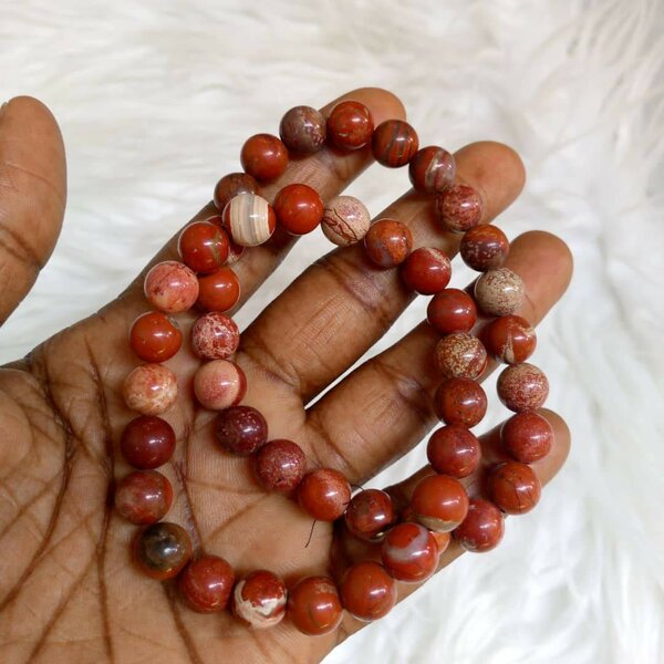 Bracelet en pierre jaspe rouge
