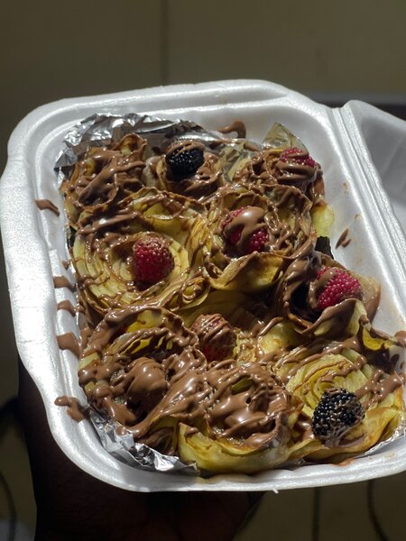 Rose de crêpes chocolat,haribo