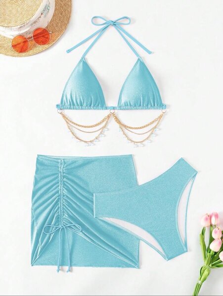 Three piece bikini swimsuit