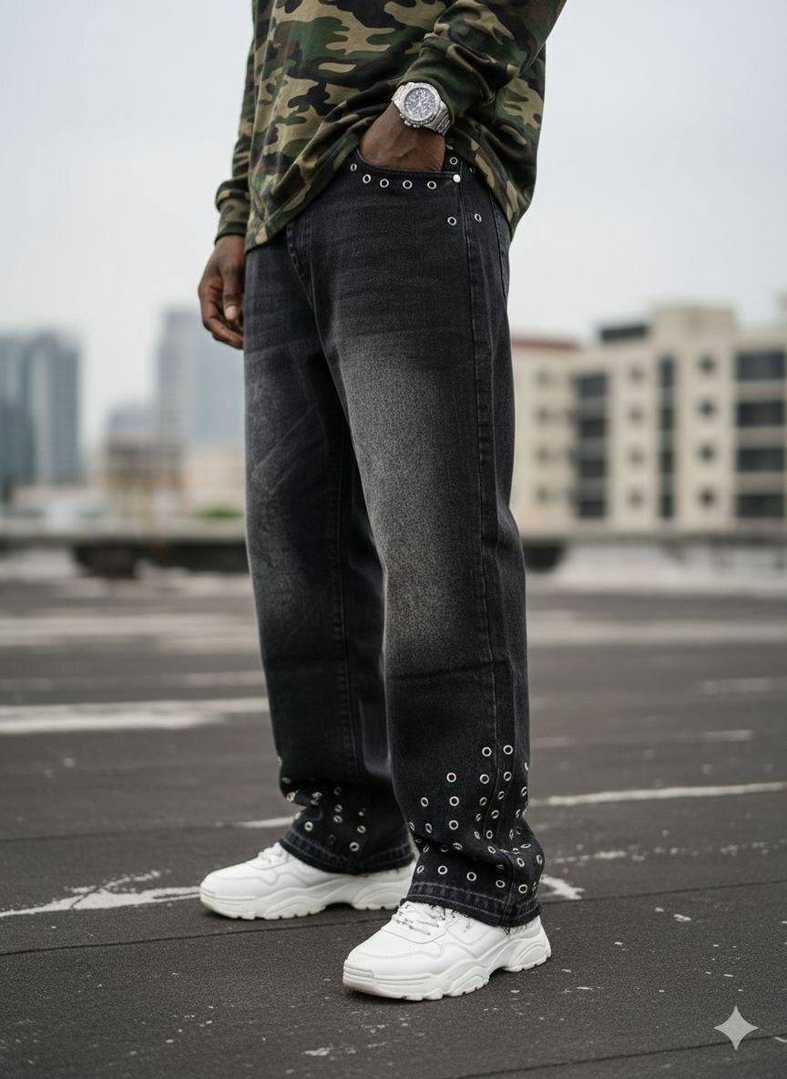 Jeans noirs décontractés homme