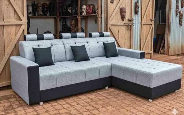 Canapé d'angle convertible gris et noir