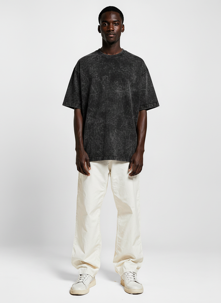 T-shirt noir délavé unisexe
