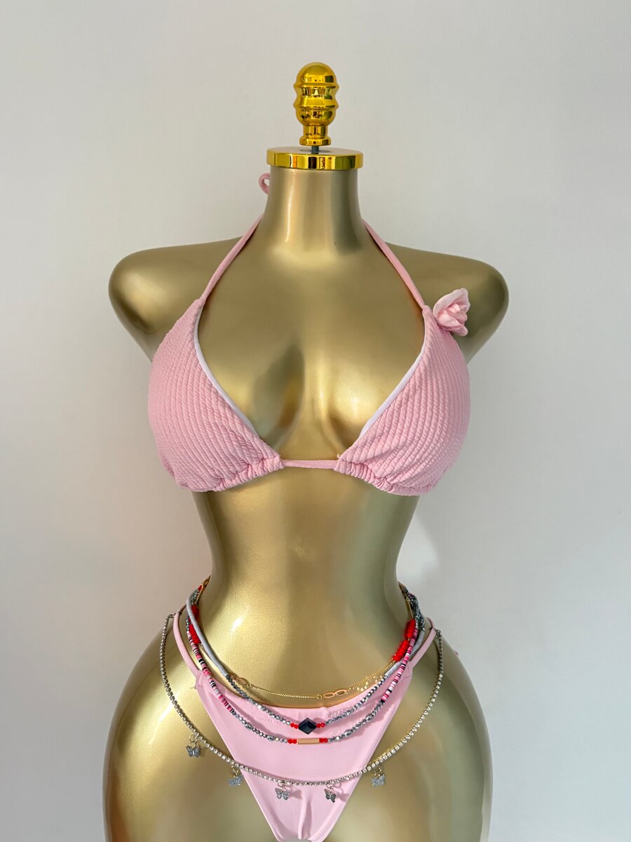 Bikini rose texturé élégant