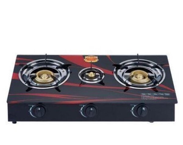 GERMAN - Unbreakable Glass Table Top Auto Gas Cooker 3 Burne