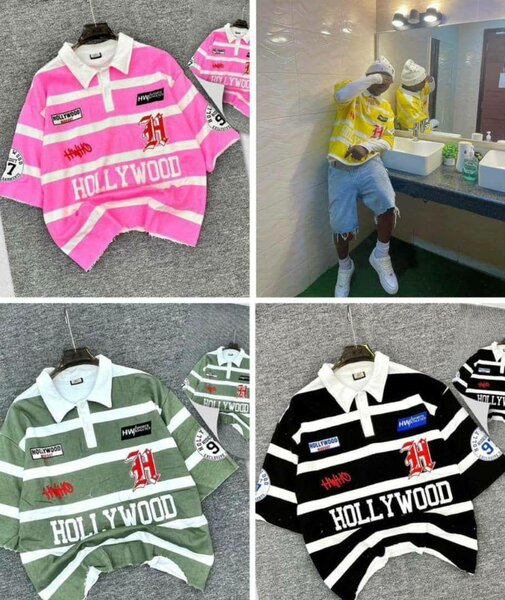 Polo Oversize Unisexe à Rayures