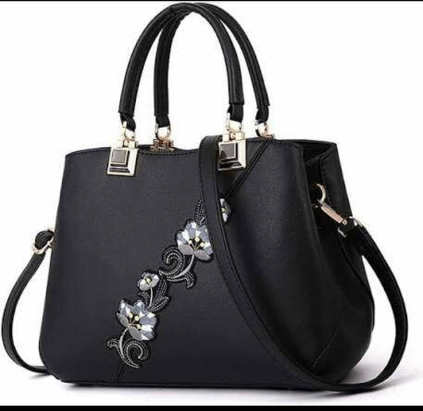 Sac à main femme noir avec broderie florale