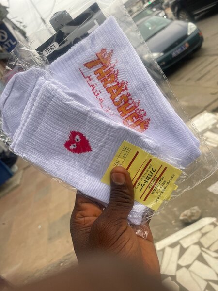 Chaussettes blanches mode Thrasher