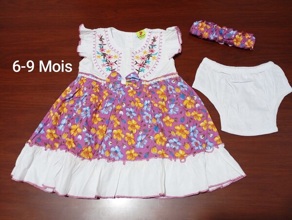 Robe Bébé Fleurs 6-9 Mois