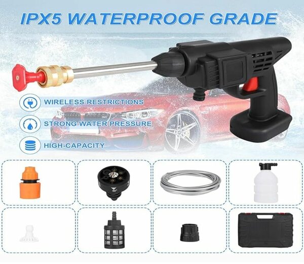 Rechargeable Car Washing Gun - Black