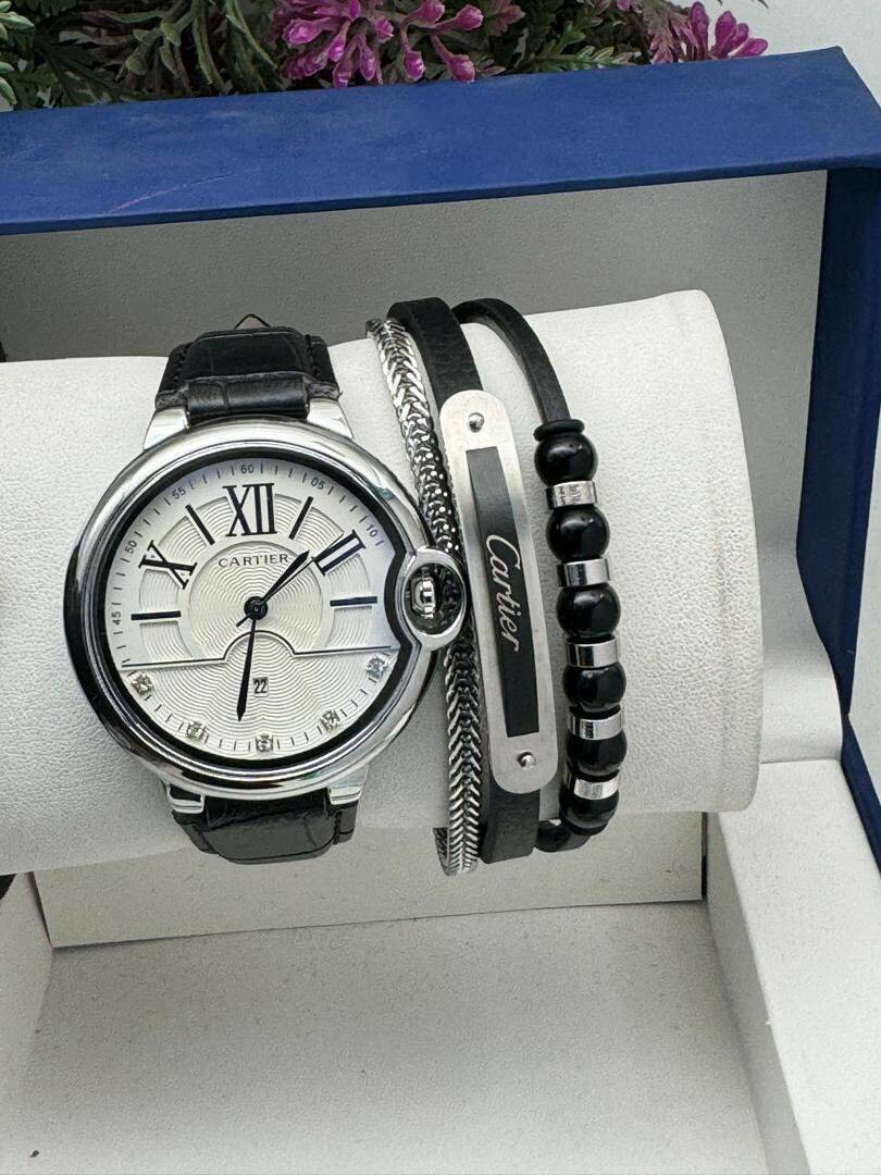 Cartier leather watch and bracelet
