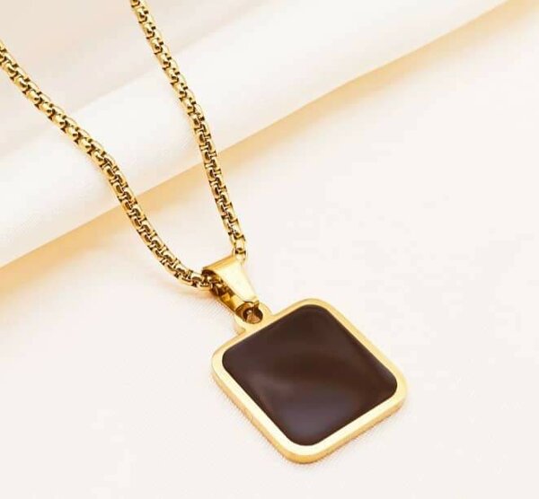 Gold Square Pendant Necklace