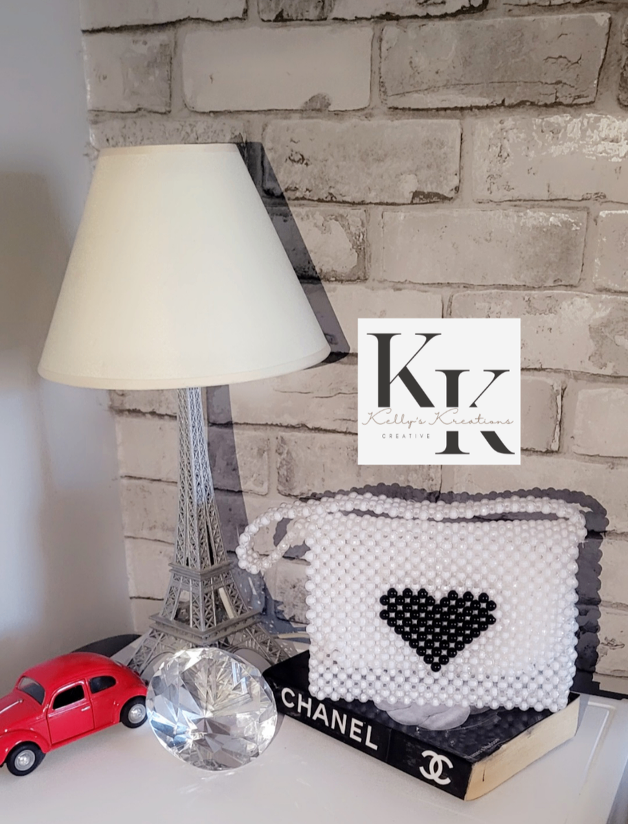 Black and white beaded bag