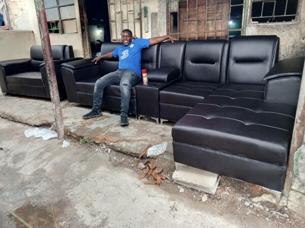 The black sofa