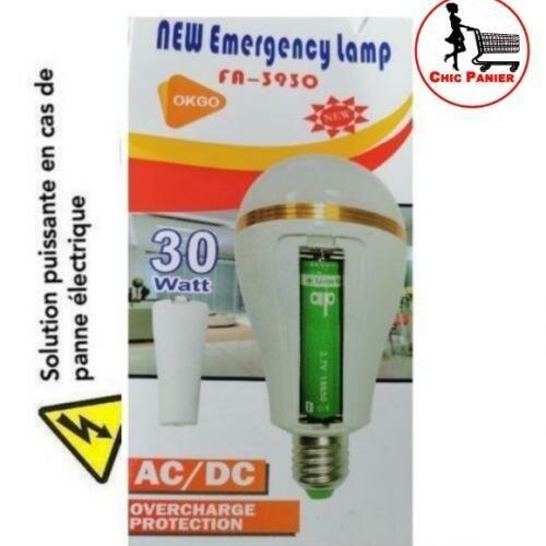 Led Ampoule De Secours LED De 30W - Rechargeable Et économique - Blanc