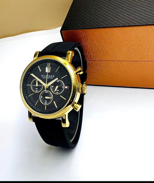 Montre Chic Homme Cuir Doré