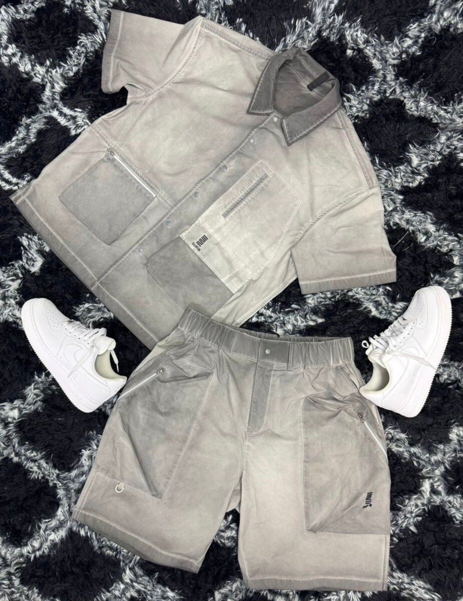 Ensemble Short et Chemise Gris Homme