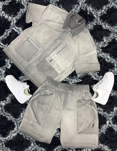 Ensemble Short et Chemise Gris Homme