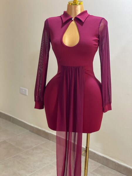 JYAOVO Women Sexy See-Through Sheer Mesh Long Sleeve Mock Ne