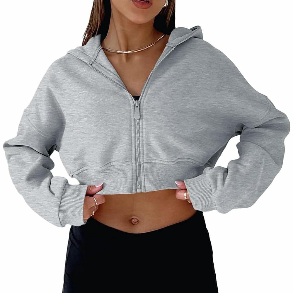 Veste à capuche grise décontractée