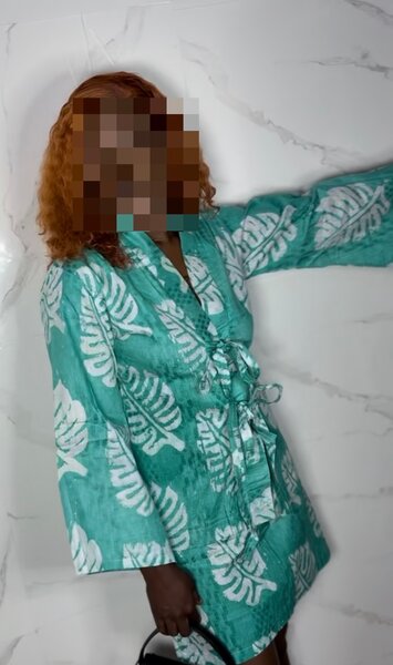 Veste Kimono Verte Imprimée