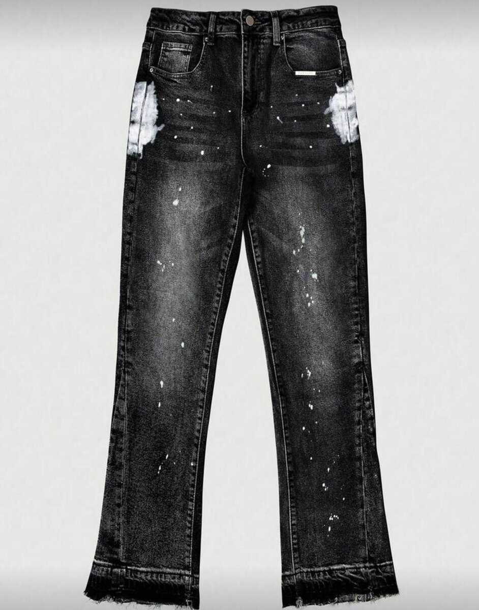 Jean droit noir délavé