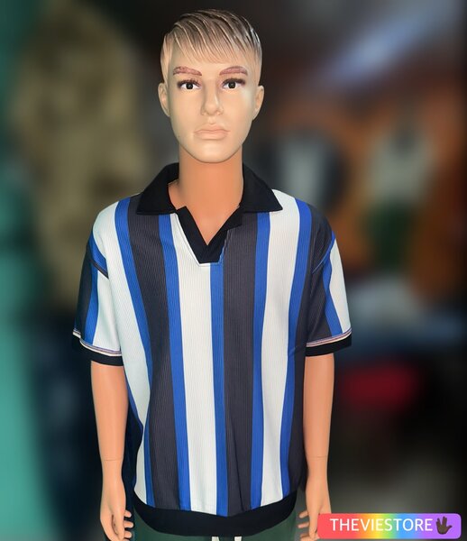 Polo à rayures bleues homme