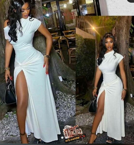 Robe Blanche Élégante Fendue