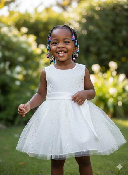 Robe blanche enfant pailletée