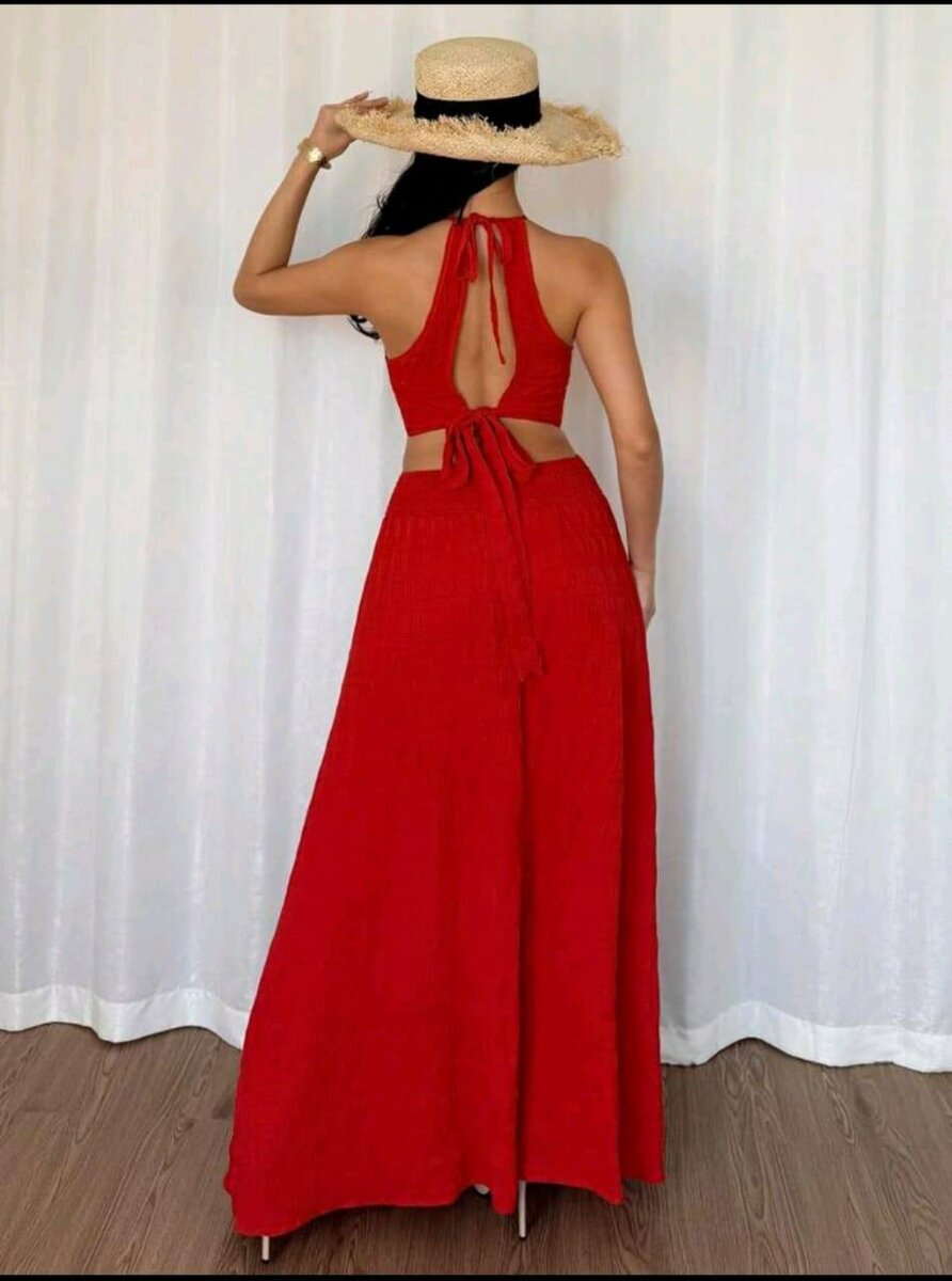 Robe longue rouge bohème