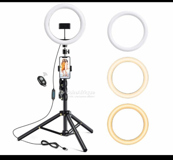 Lampe anneau LED avec trépied et télécommande
