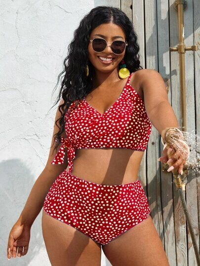 Maillot Bikini Rouge à Pois