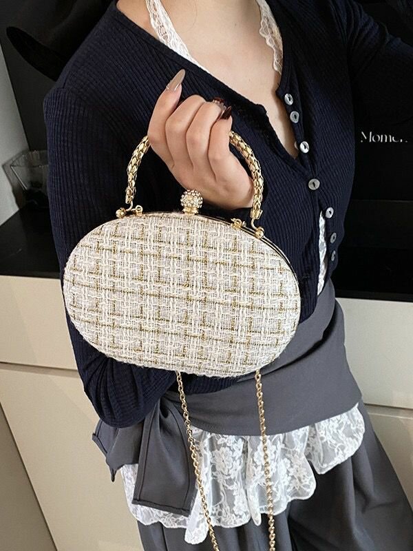 Élégant Sac Ovale en Tweed