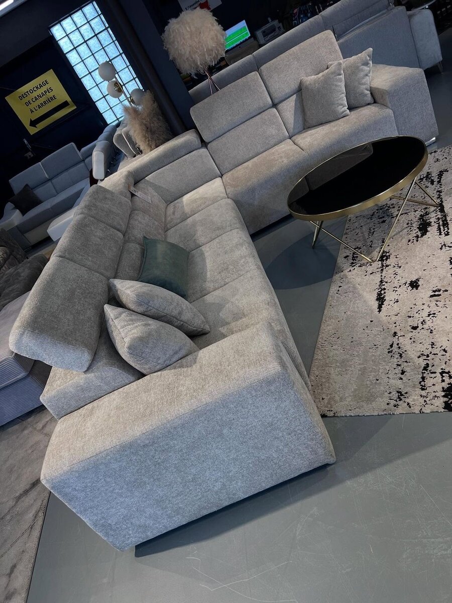 Canapé d'angle moderne gris