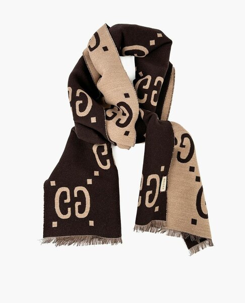 Gucci GG Jacquard Wool Silk Scarf for men women