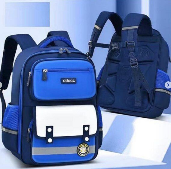 School backpack blue with print