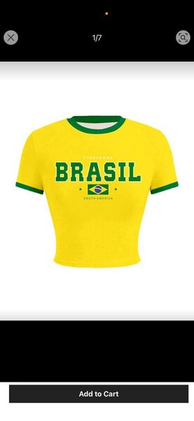 T-shirt cropped Brésil jaune