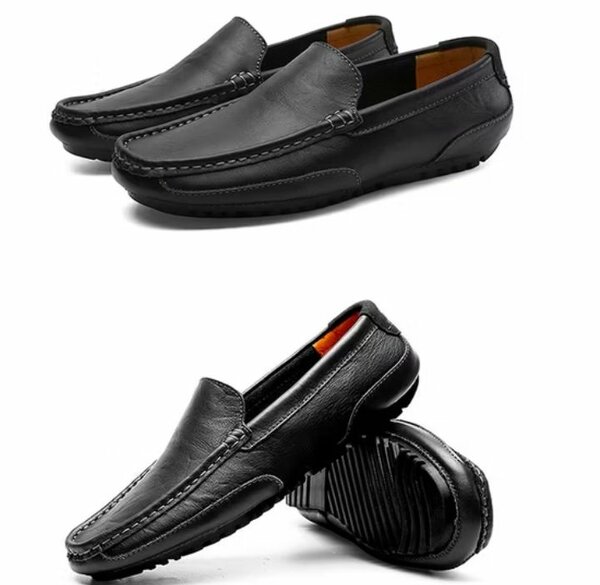 Mocassins en cuir noir homme