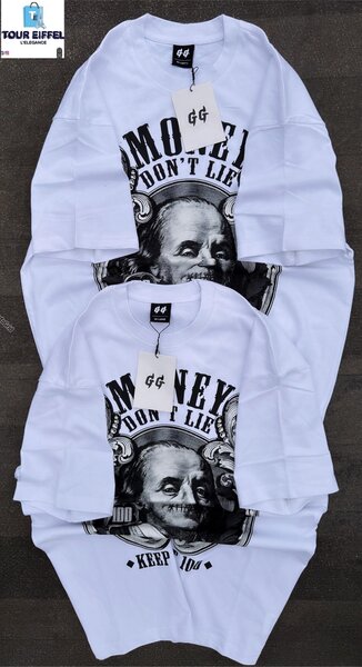 T-shirt blanc imprimé visage