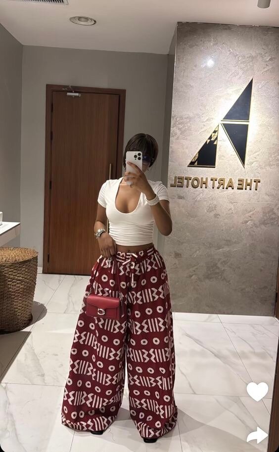 Pantalon large imprimé ethnique