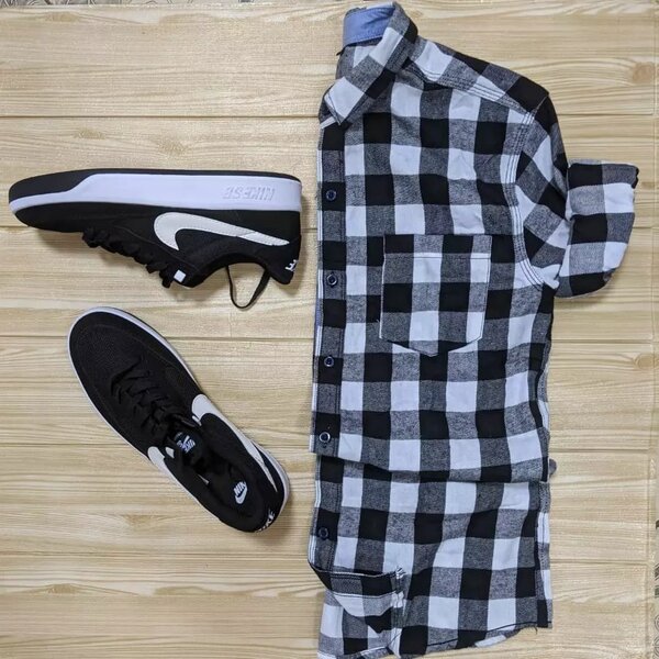 Men's set: sneakers and plaid shirt