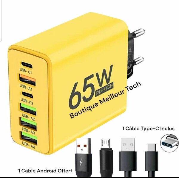 Chargeur 6 ports Type-C Androi
